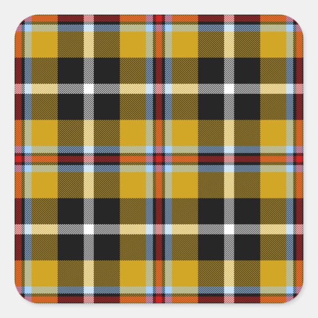 Cornish National Tartan Yellow and Black Plaid Square Sticker (Front)