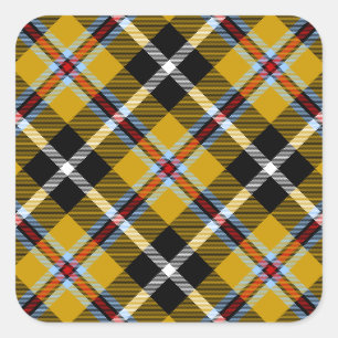 Cornish National Tartan Yellow and Black Plaid Square Sticker