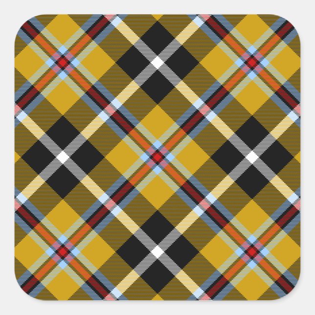 Cornish National Tartan Yellow and Black Plaid Square Sticker (Front)