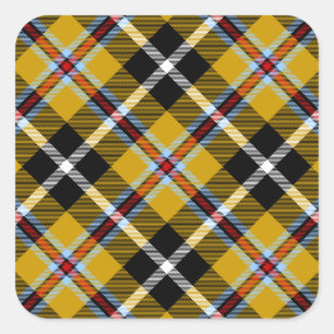 Cornish National Tartan Yellow and Black Plaid Square Sticker
