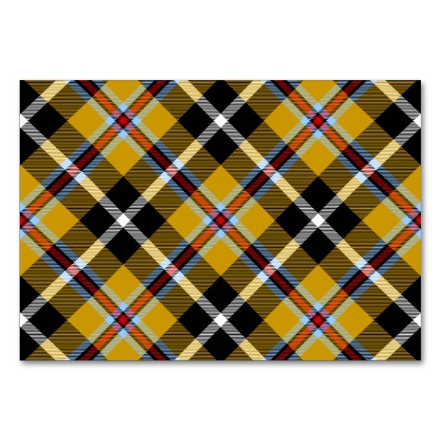 Cornish National Tartan Yellow and Black Plaid Table Number (Front)