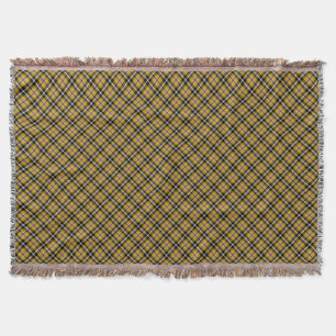 Cornish National Tartan Yellow and Black Plaid Throw Blanket