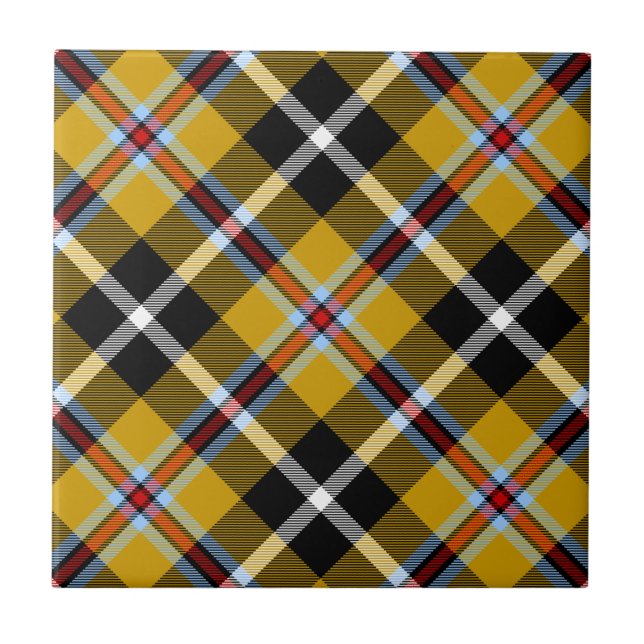 Cornish National Tartan Yellow and Black Plaid Tile (Front)