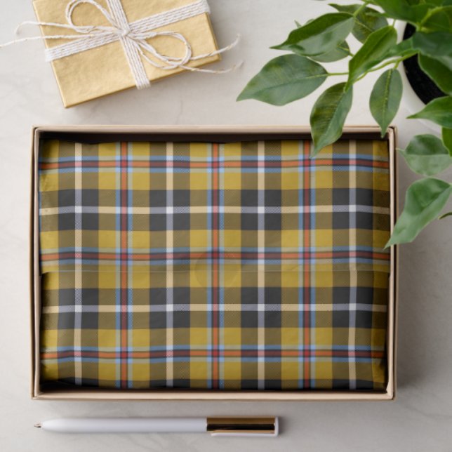 Cornish National Tartan Yellow and Black Plaid Tissue Paper (Gift)