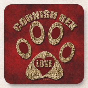Cornish Rex Cat Breed Cheetah and Red Coaster