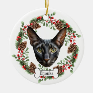 cornish rex cat ceramic tree decoration