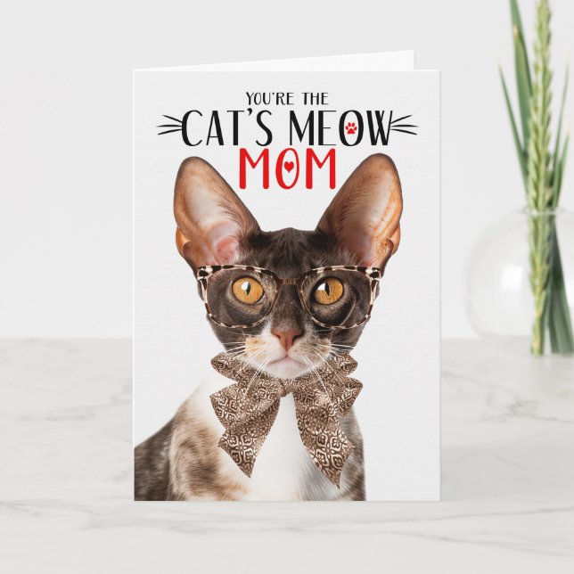 Cornish Rex Cat for Mum on Mother's Day Holiday Card (Front)