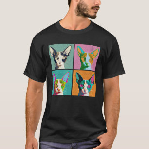Cornish Rex Cat Pop Illustration Colorful Animal T-Shirt