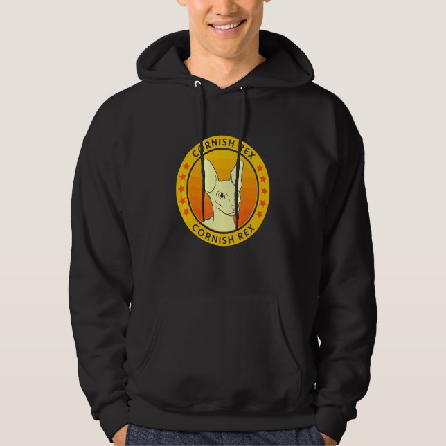 Cornish Rex Cat Portrait Hoodie (Front)