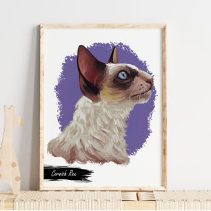 Cornish Rex Cat Print   Cat Wall Print