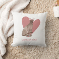 Cornish Rex Cat Watercolor Kitty Pink Heart