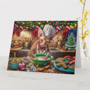 Cornish Rex Holiday Baking: Festive Christmas Card