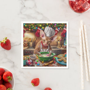 Cornish Rex Holiday Baking: Festive Christmas Napkin
