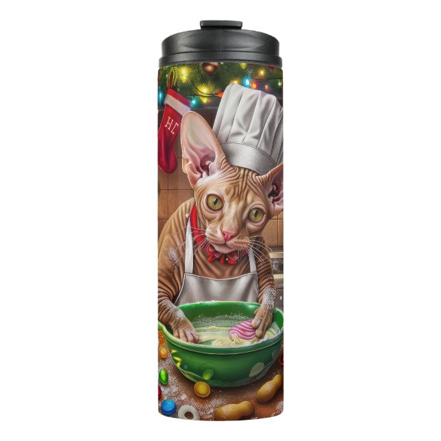 Cornish Rex Holiday Baking: Festive Christmas Thermal Tumbler (Front)