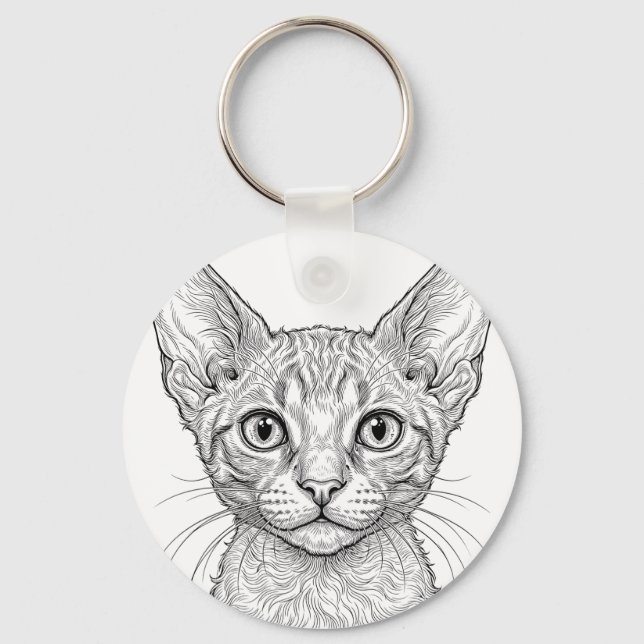 Cornish Rex Kitten Keychain (Front)