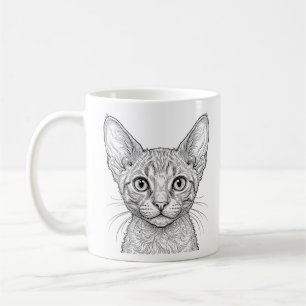 Cornish Rex Kitten Mug Coffee White Ink Black