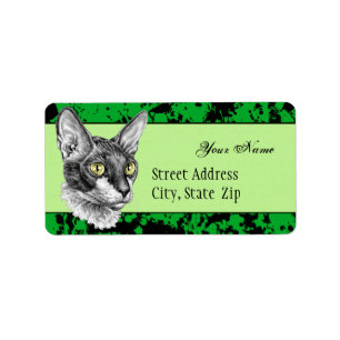 Cornish Rex Sketch Label
