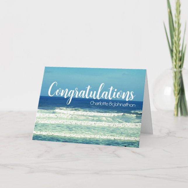 Cornish sea engagement congratulations  holiday card (Front)