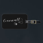 Cornish St Piran’s Flag in Heart, Cornwall Luggage Tag<br><div class="desc">Kernow Cornish flag in a heart,  scripted design luggage tags.</div>