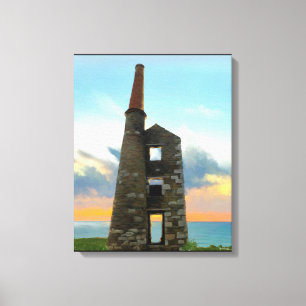 Cornish tin mine at sunset canvas print