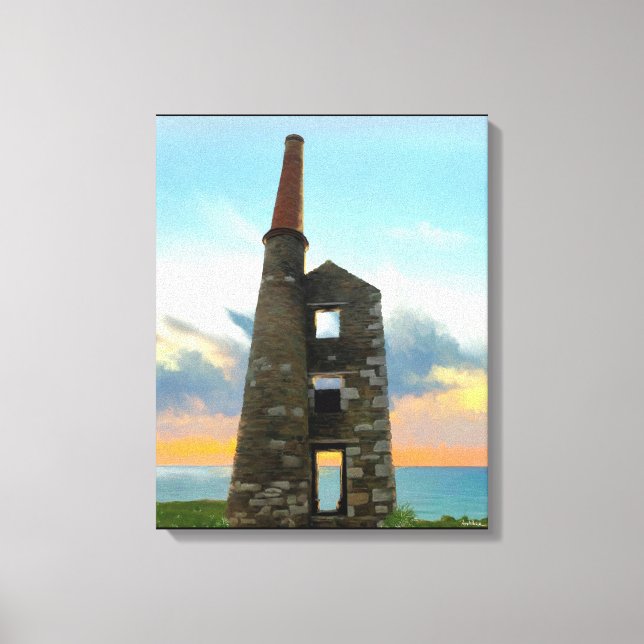 Cornish tin mine at sunset canvas print (Front)