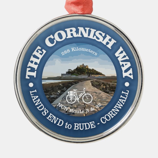 Cornish Way (cycling c) Metal Tree Decoration (Front)