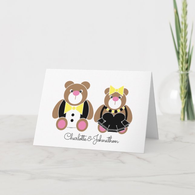 Cornish wedding or anniversary teddy bear card (Front)