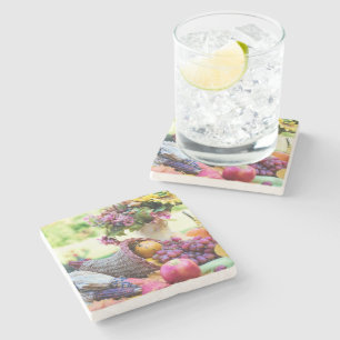 Cornucopia Autumn Harvest Chef's Table Stone Coaster