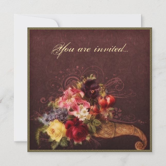 Cornucopia Bouquet Invitation (Front)