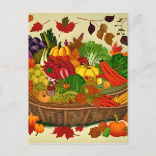 Cornucopia full of vegetables postcard