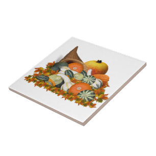 Cornucopia Gourds Thanksgiving Tile