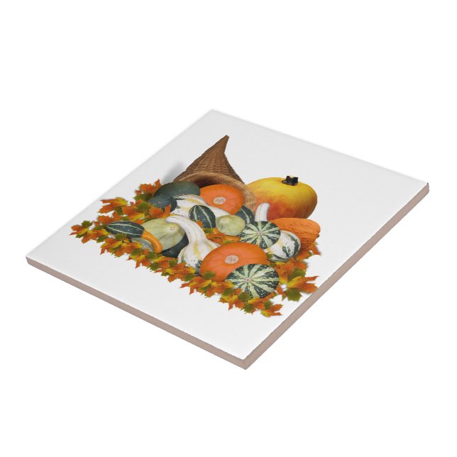 Cornucopia Gourds Thanksgiving Tile (Side)