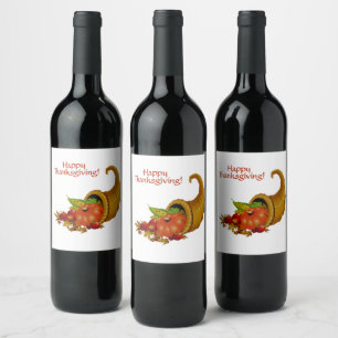 Cornucopia Happy Thanksgiving Wine Label