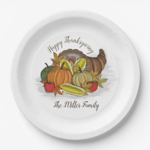 Cornucopia Harvest Paper Plate
