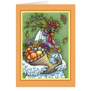 CORNUCOPIA HEN, THANKSGIVING CHICKEN HARVEST Blank