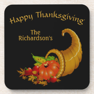 Cornucopia / Horn of Plenty Personalized Coaster