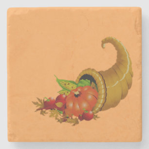 Cornucopia / Horn of Plenty Stone Coaster