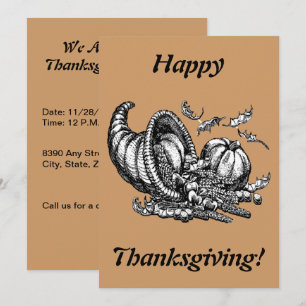 Cornucopia Line Art Holiday Thanksgiving, ZPR Invitation