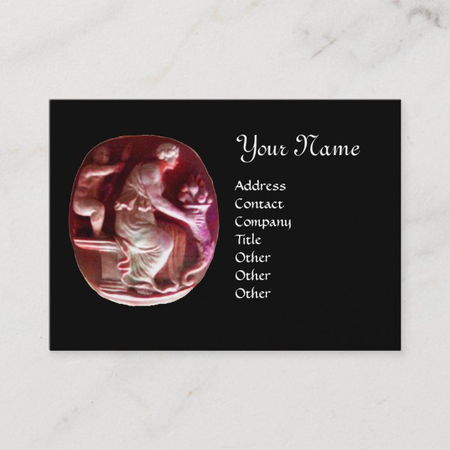 CORNUCOPIA  MONOGRAM ,Antique Red Black Business Card (Front)