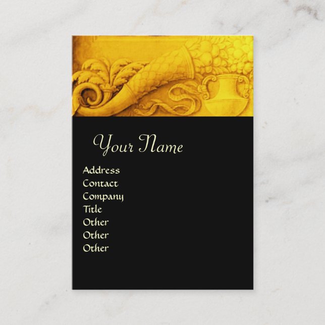 CORNUCOPIA  MONOGRAM , bright gold yellow black Business Card (Front)
