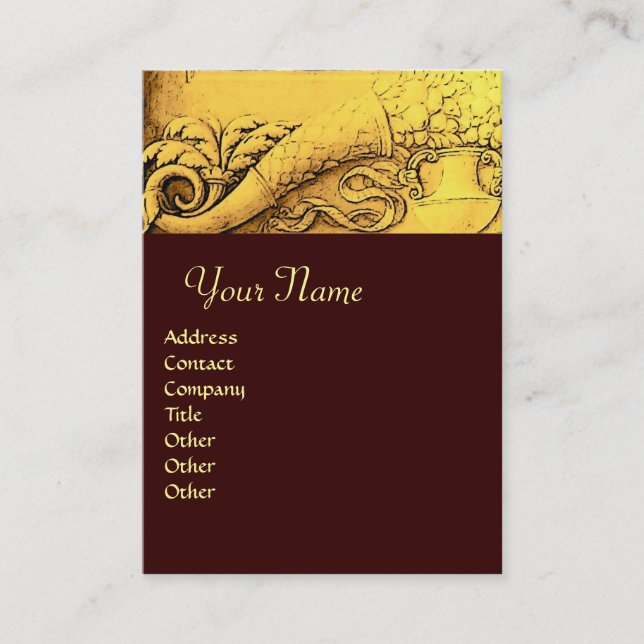 CORNUCOPIA  MONOGRAM , bright gold yellow,brown Business Card (Front)