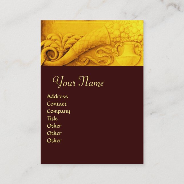 CORNUCOPIA  MONOGRAM ,bright gold yellow brown Business Card (Front)