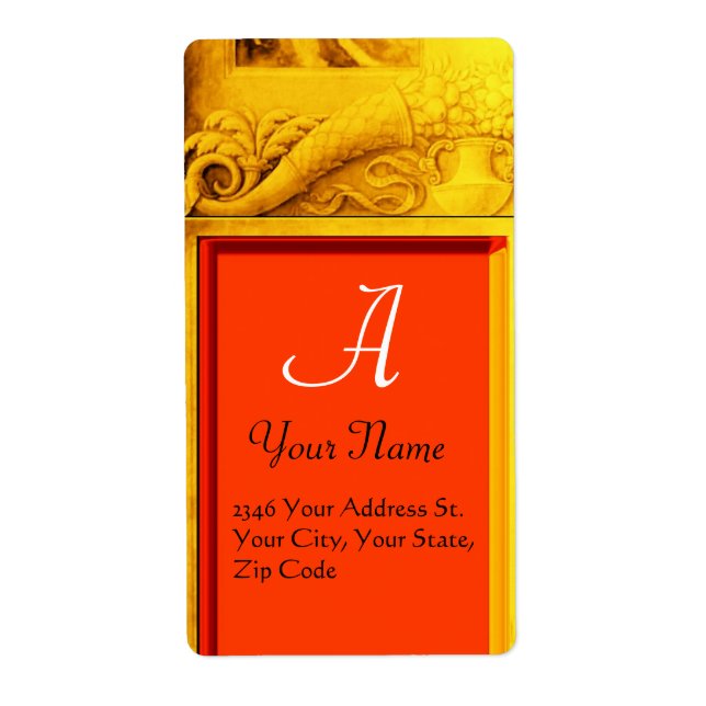 CORNUCOPIA  MONOGRAM , bright gold yellow orange (Front)