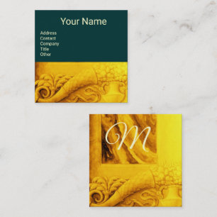 CORNUCOPIA  MONOGRAM  GOLD YELLOW GREEN SQUARE BUSINESS CARD