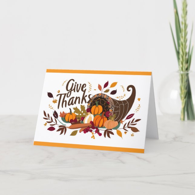 Cornucopia Of Food Thanksgiving Greeting Card (Front)