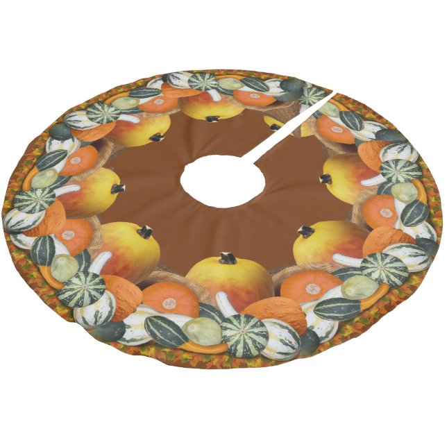 Cornucopia Thanksgiving  Brushed Polyester Tree Skirt (Angled)