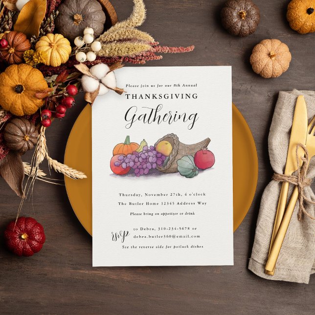 Cornucopia Thanksgiving Gathering Dinner Invitation (Creator Uploaded)