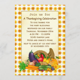 Cornucopia Thanksgiving party Invitation