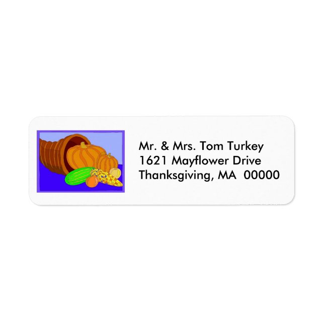 Cornucopia Thanksgiving Return Address Sticker (Front)