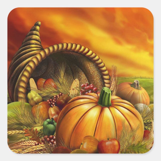 Cornucopia Thanksgiving Stickers (Front)